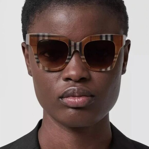 Burberry London | Ladies Kitty Sunglasses in Check Brown/Brown Gradient - Picture 4 of 10